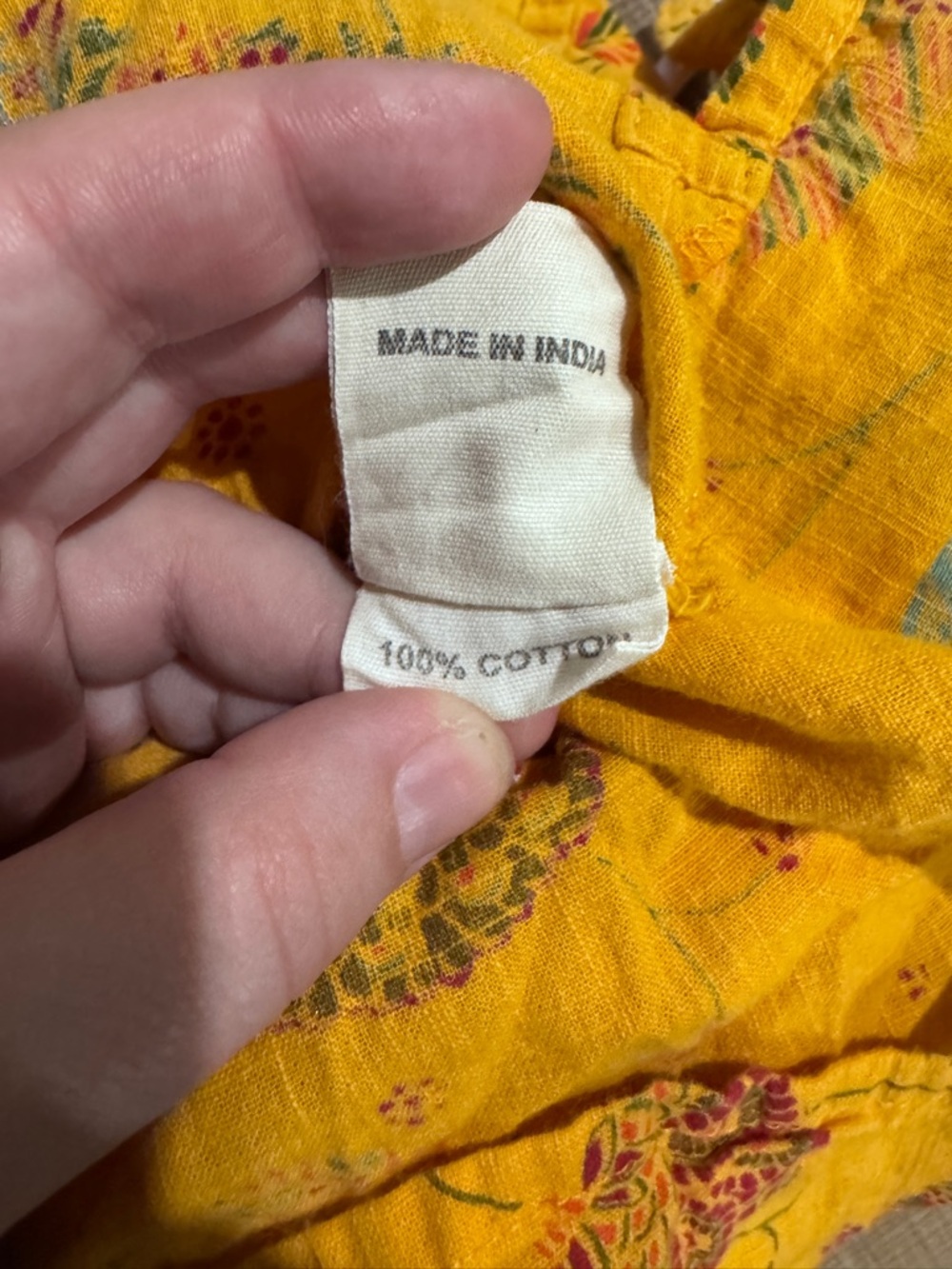 Fabindia Yellow Floral Print Tunic 100% Cotton Medium - Picture 6 of 6